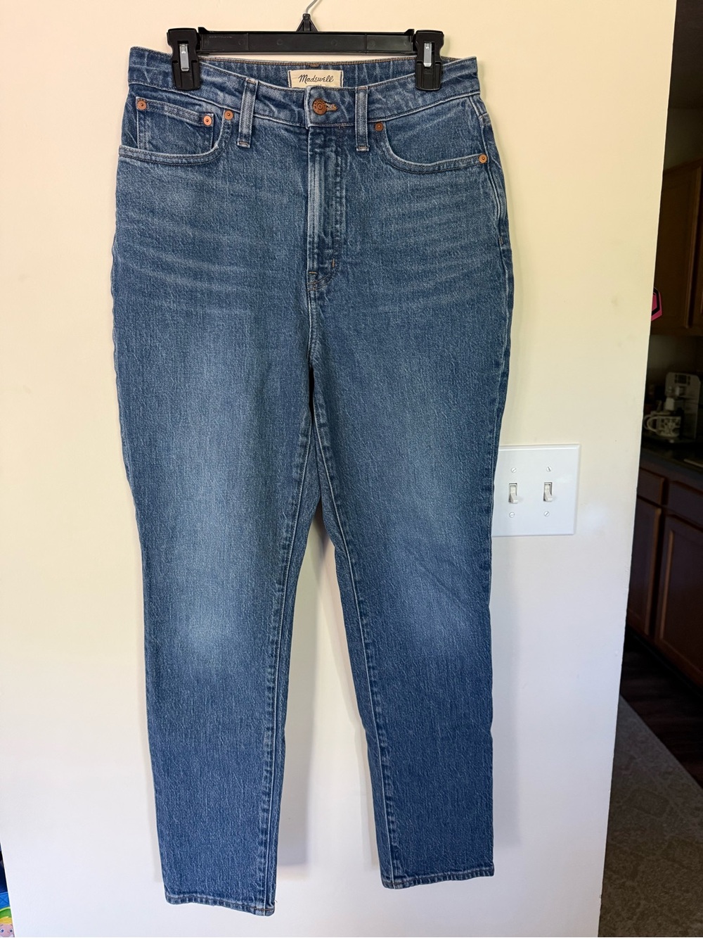 Madewell High-Rise Slim Straight Jeans in Blue Denim